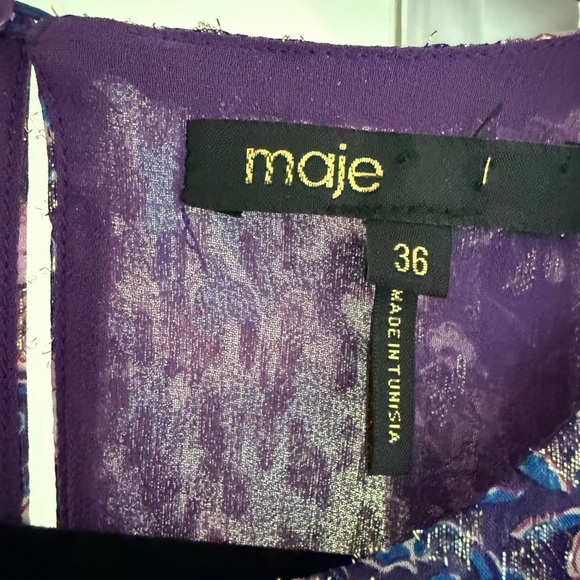 Maje Roletex Floral Long Sleeve Satin Cutout Minidress Size 36/4 - Picture 4 of 10